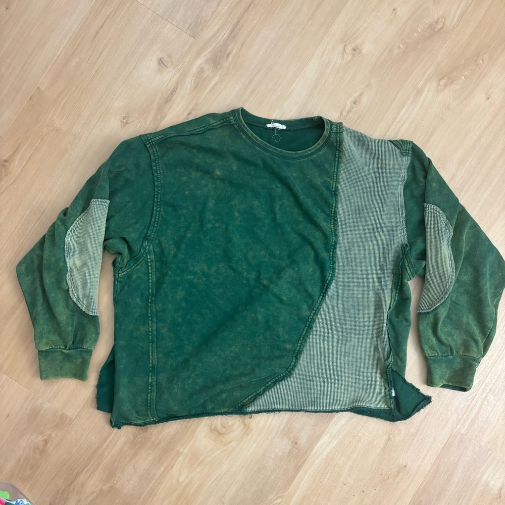 Ott Women’s 1X/2X Green Waffle Sweatshirt